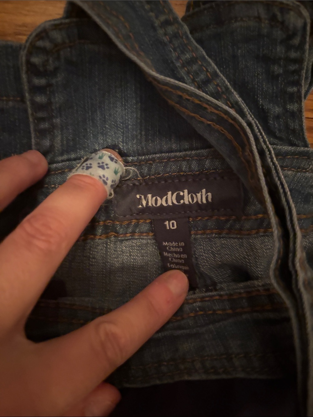 ModCloth Blue Denim Overalls with Rainbow Side Stitching - Picture 5 of 5